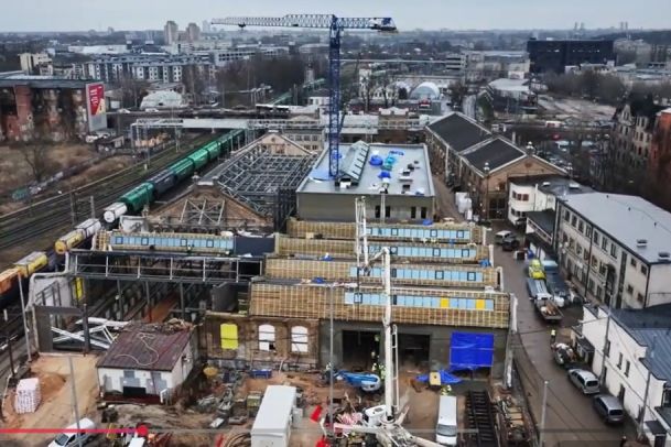 5. tramvaju depo ražošanas ēku pārbūve Brīvības ielā 191 būvdarbi